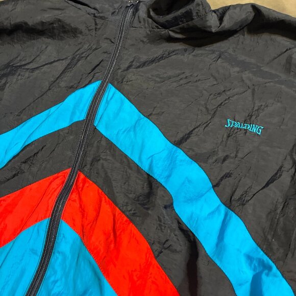 Vtg 90’s Spalding Windbreaker Jacket 2XL, Lined, full zip Blue Red Retro - Picture 2 of 8